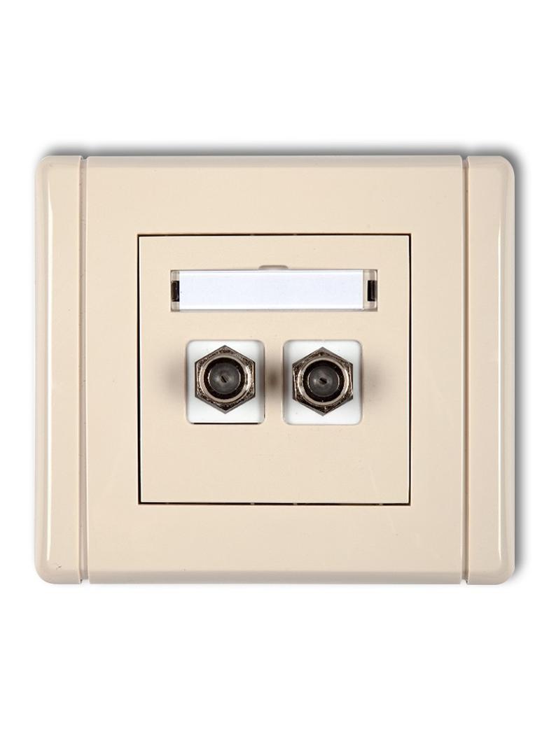 FLEXI Gniazdo antenowe podwójne typu F (SAT) niklowane beżowy