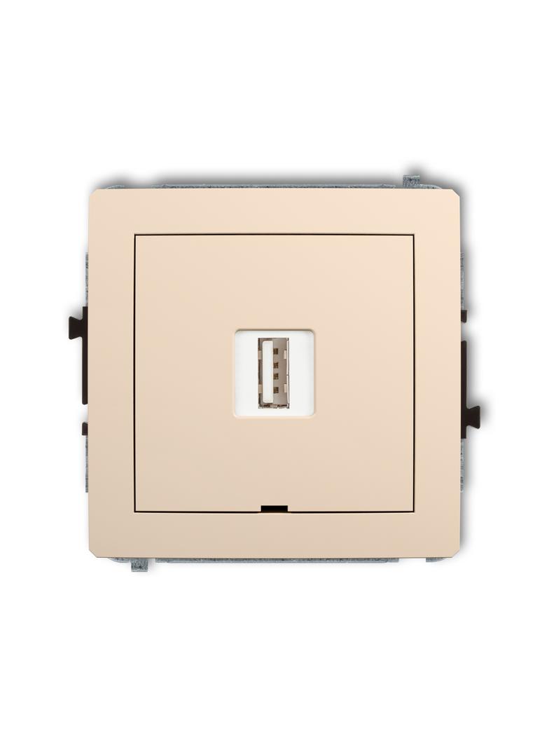 DECO Ładowarka USB pojedyncza USB A, 5W max., 5V, 1A, bez pola opisowego beżowy 1DCUSBBO-1 KARLIK