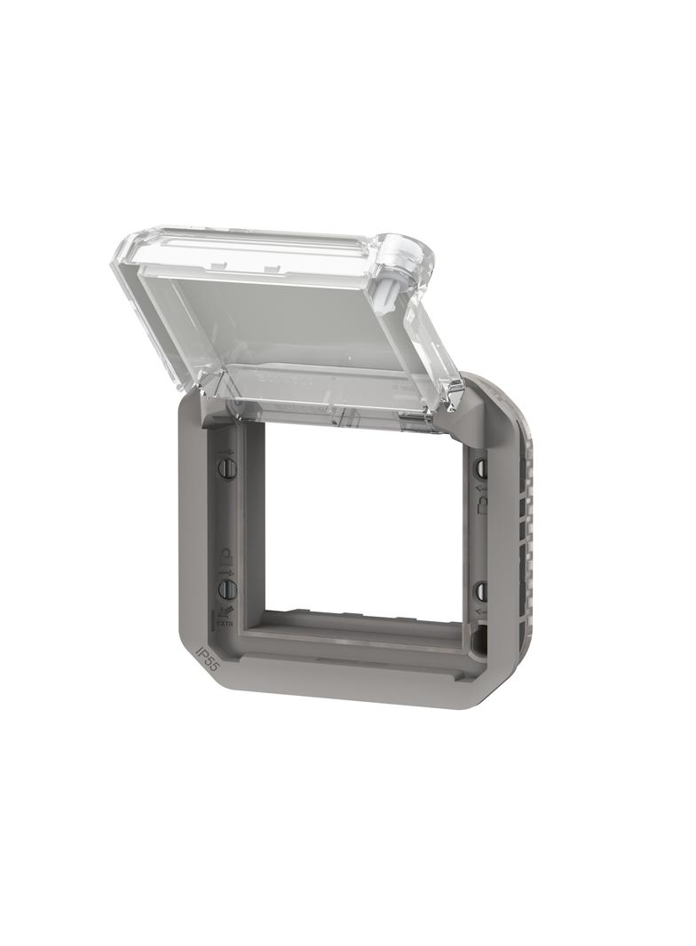 NOWE PLEXO - ADAPTER ARTEOR/MOSAIC Z PRZEZRO. KLAPKĄ Z BLOKADĄ MECH. SZARY