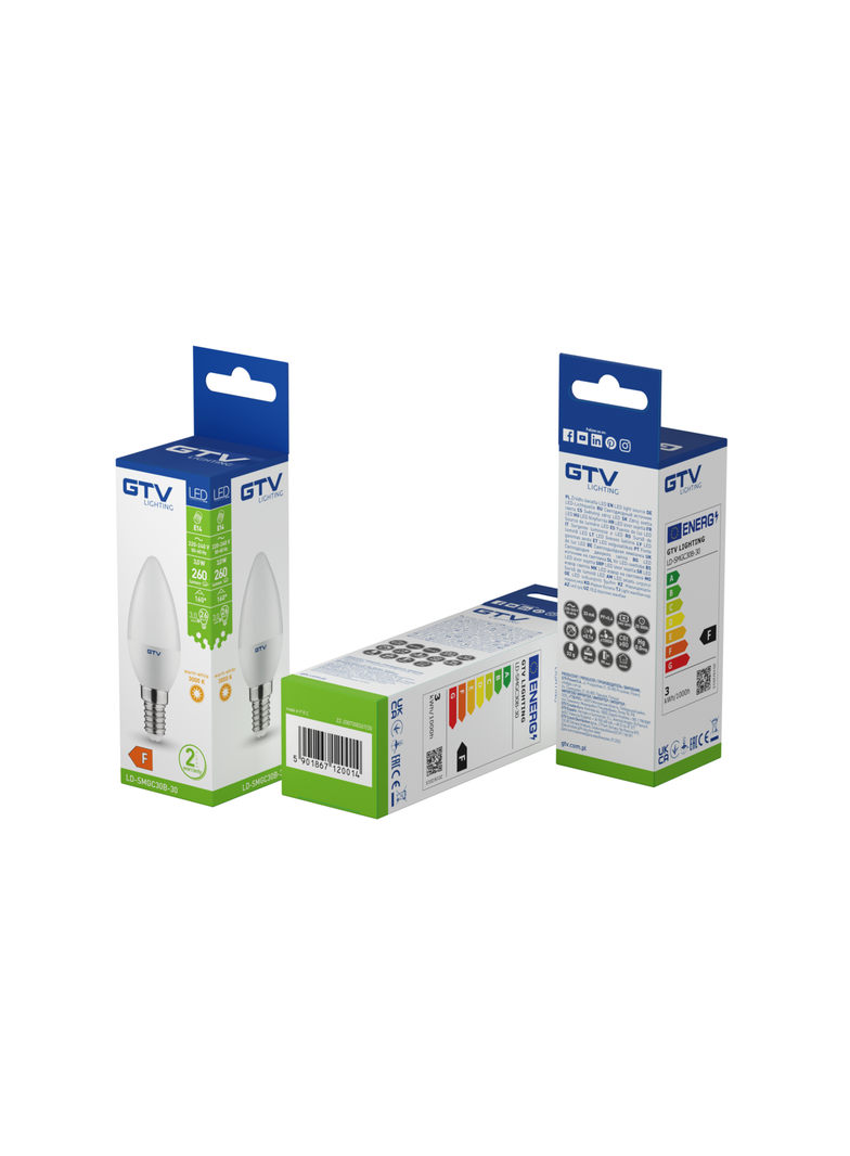 ŻARÓWKA LED, C30,   3 LED SMD 2835, CIEPŁY BIAŁY, E14, 3W, AC220-240V, KĄT ŚWIECENIA 160*, 200LM