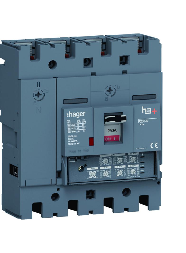 MCCB Wyłącznik mocy h3+ P250 4P 250A 40kA LSI