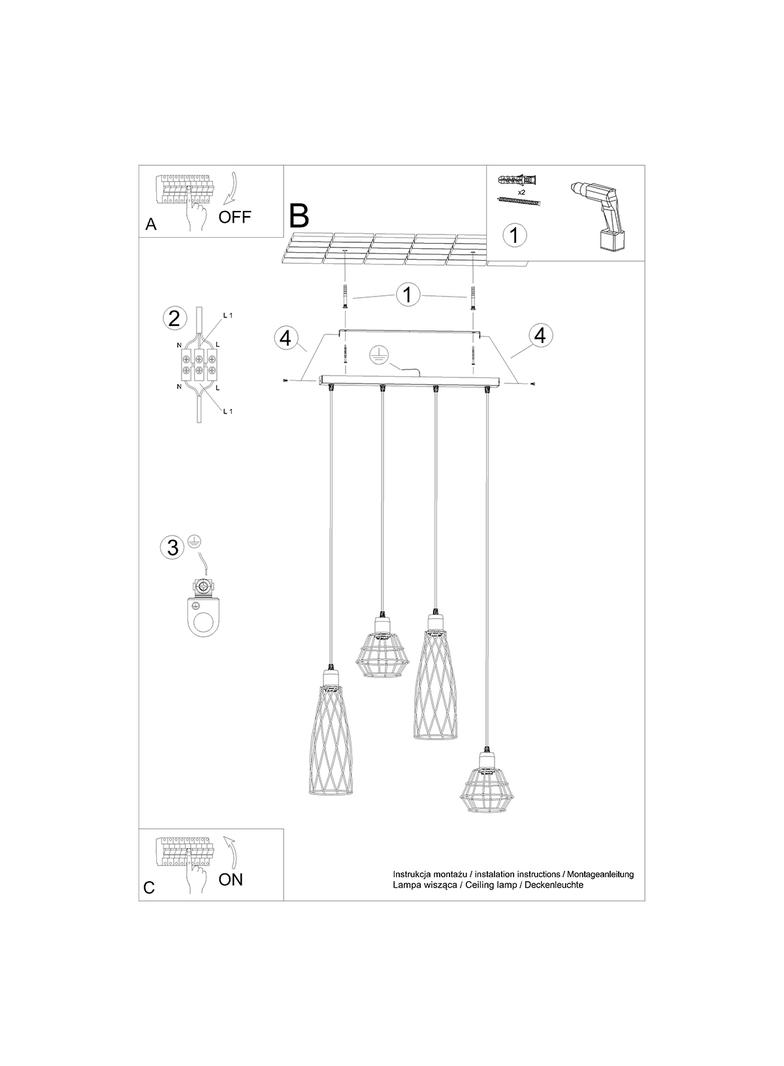 Sollux Lampa wisząca SUBA 4L czarna SL.1167