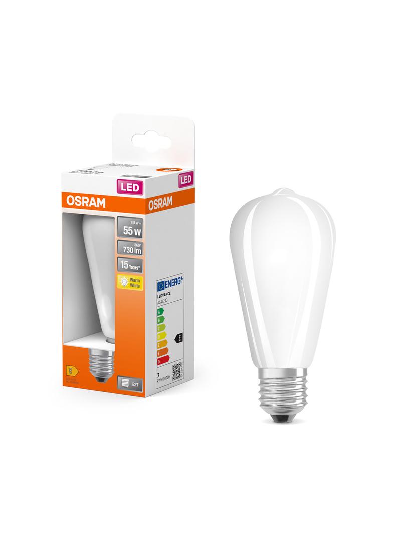 Lampa LED, klasyczny kształt bańki Edison 6,5W 827 230V plastik E27