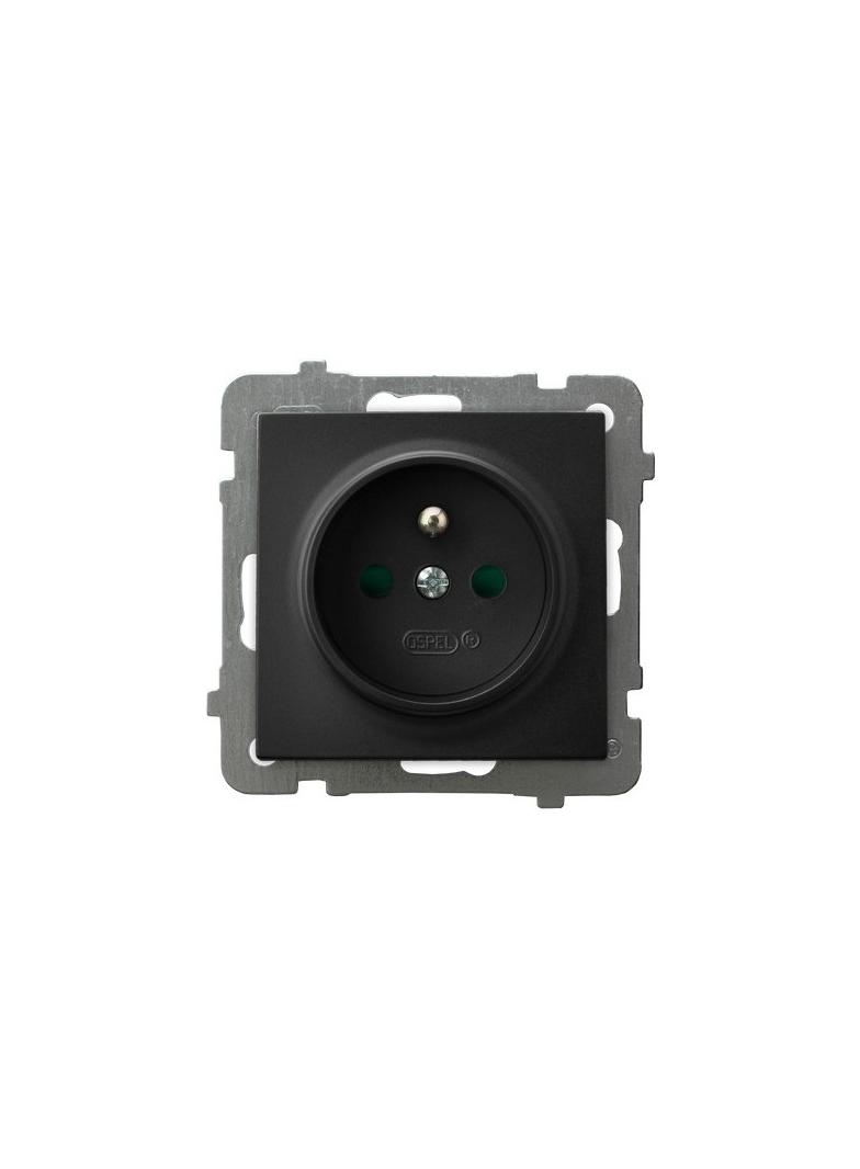 AS Gniazdo pojedyncze z uziemieniem z przesłonami torów prądowych - kolor czarny metalik