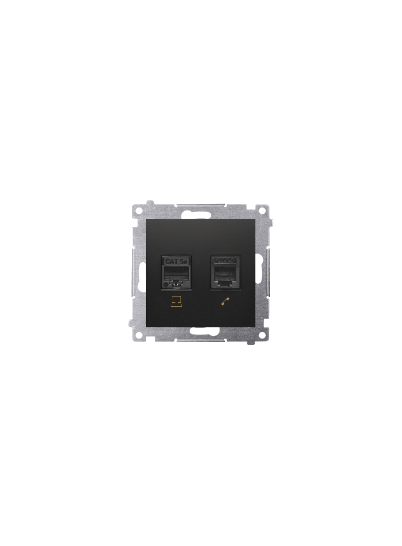 Simon 54 Gniazdo komputerowe RJ45 kategoria 5e + telefoniczne RJ12 czarny D5T.01/49 KONTAKT