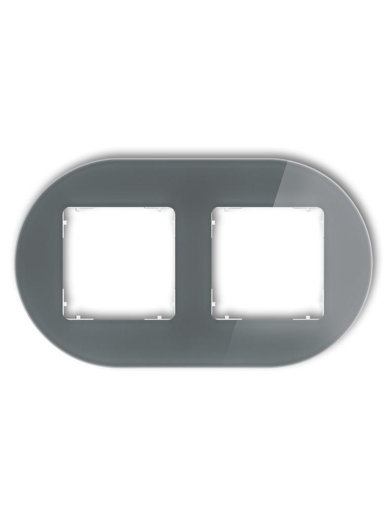 ICON Ramka uniwersalna podwójna okrągła - efekt szkła (ramka: grafitowa; spód: biały) grafitowy