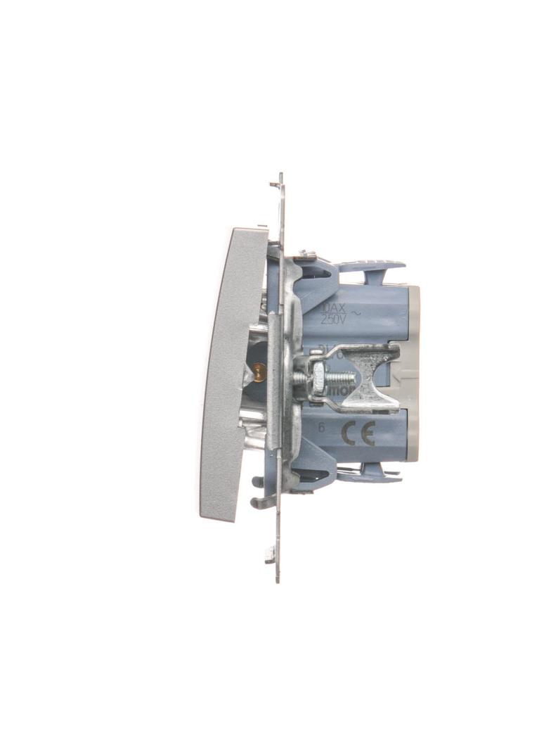 Simon 54 Łącznik schodowy z podświetleniem LED 10A 250V szybkozłączka srebrny mat DW6L.01/43 KONTAKT