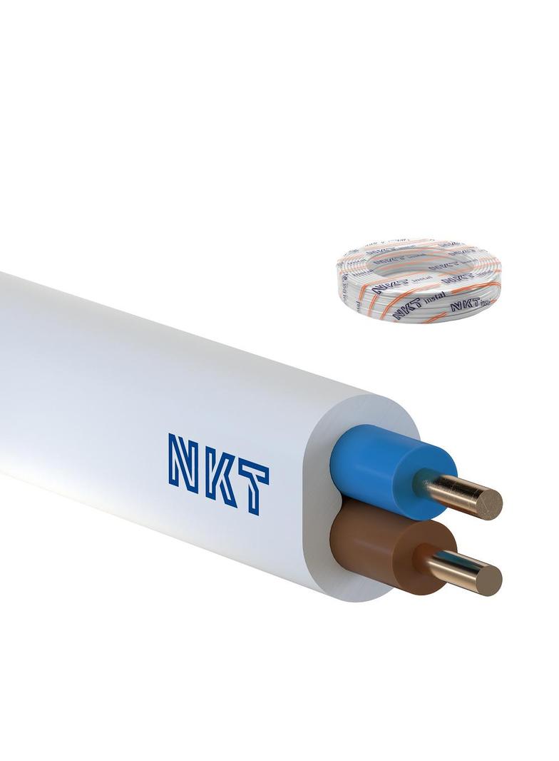 Przewód instalacyjny NKT instal YDYp 2x2,5mm2 biały płaski /100m/ NKT