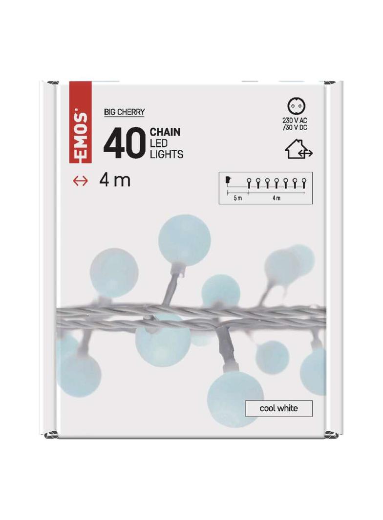 Lampki świąteczne kulki 40LED 4m IP44 zimna biel IP44 timer D5AC01 EMOS