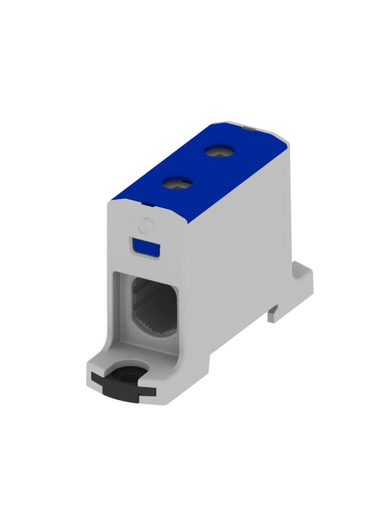 VC05-0050 ,  Złączka szynowa gwintowa AL, CU, 6 - 95mm2, TS 35, 1 tor, 2 otw. zaciskowe, niebieski (