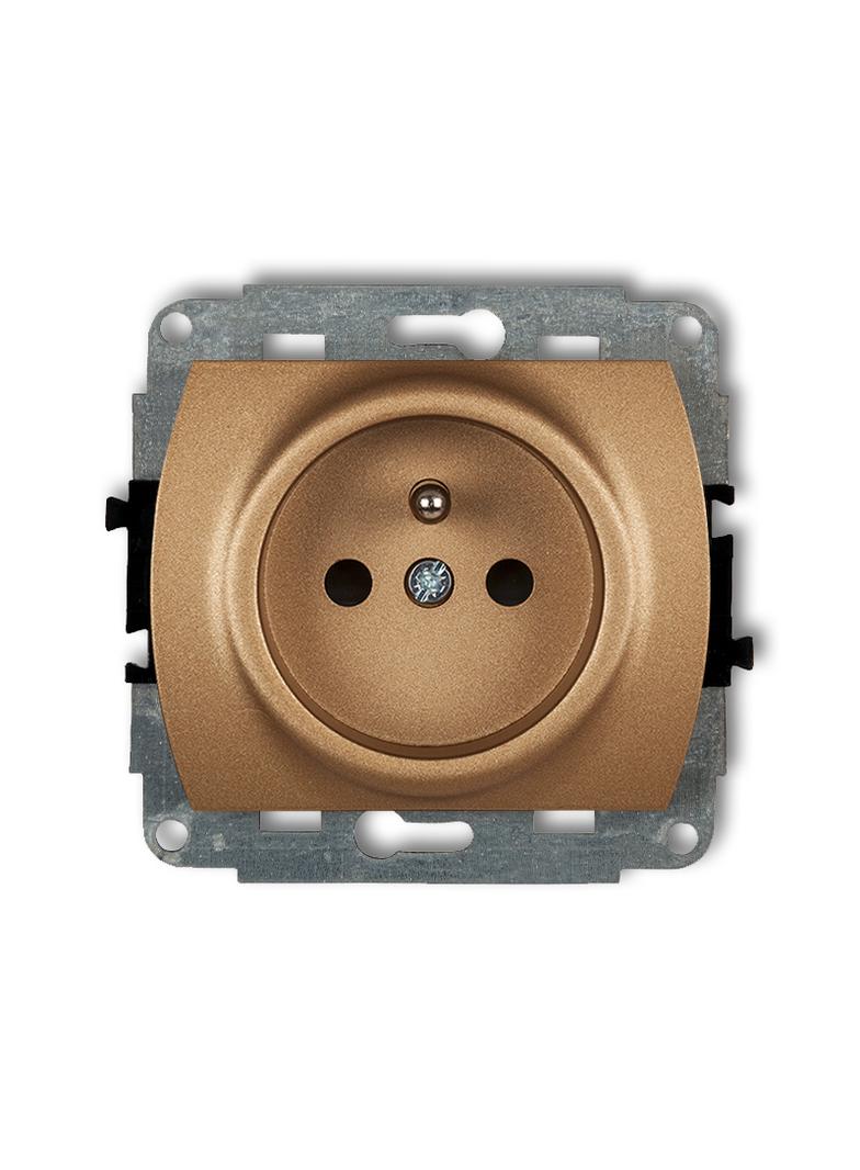 TREND Mechanizm gniazda pojedynczego z uziemieniem 2P+Z (przesłony torów prądowych) złoty metalik