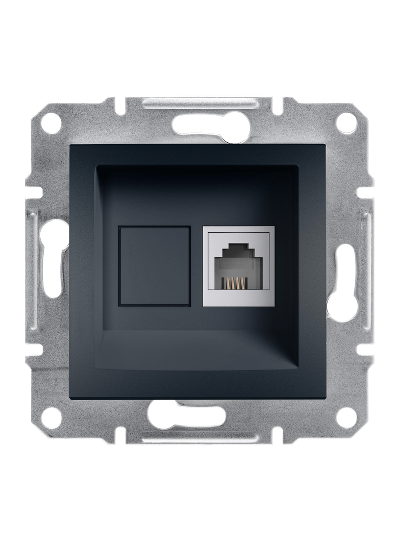 Asfora, gniazdo telefoniczne RJ11, bez ramki, antracyt