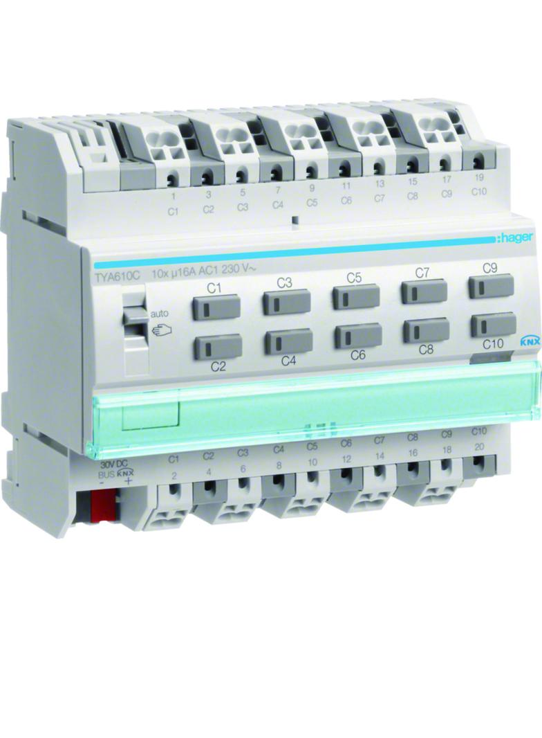 KNX s Sterownik załączający / żaluzjowy 16 A 10-/5-kr 6 mod TYA610C HAGER