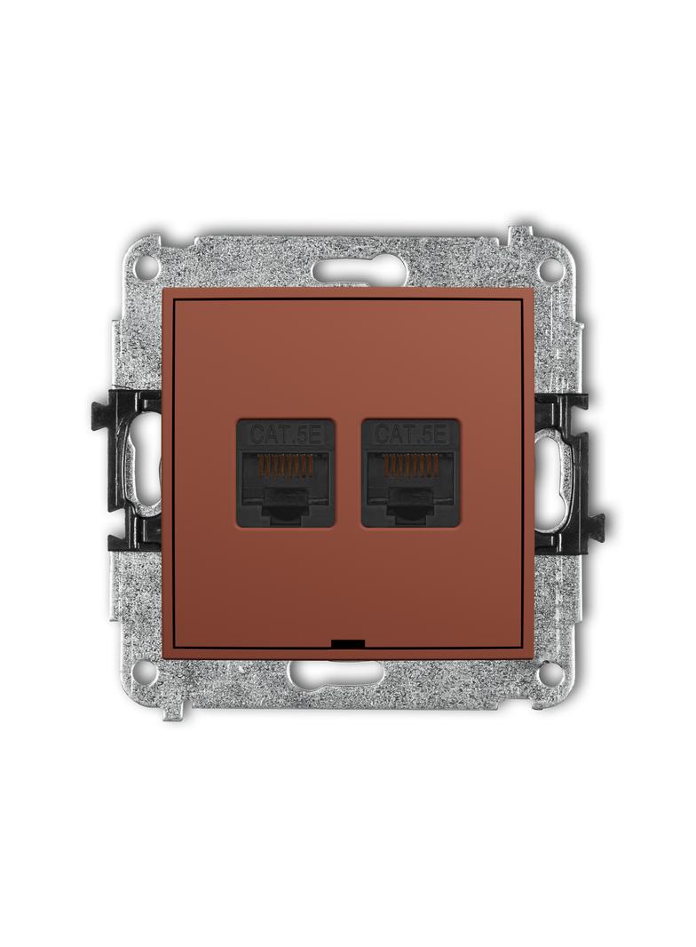 ICON Mechanizm gniazda komputerowego podwójnego 2xRJ45, kat. 5e, 8-stykowy, bez pola opisowego terak