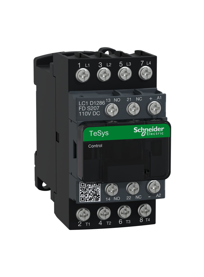 Stycznik mocy TeSys D [AC-3] 25A 4P 2Z 2R kolejowy cewka 110VDC LC1D1286FDS207 Schneider