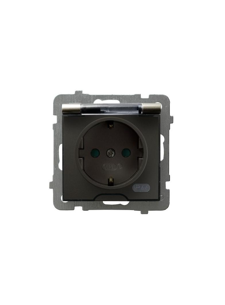 AS Gniazdo bryzgoszczelne z uziemieniem schuko IP-44 z przesłonami torów prądowych wieczko przezrocz