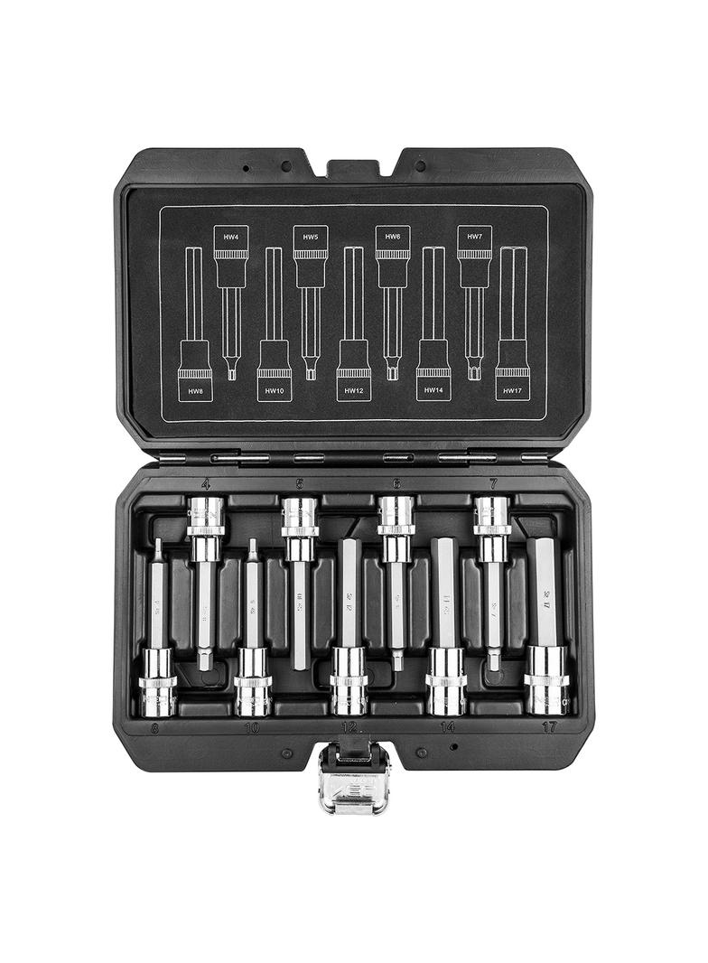 Końcówki sześciokątne na nasadce 100 mm, zestaw 9 szt.