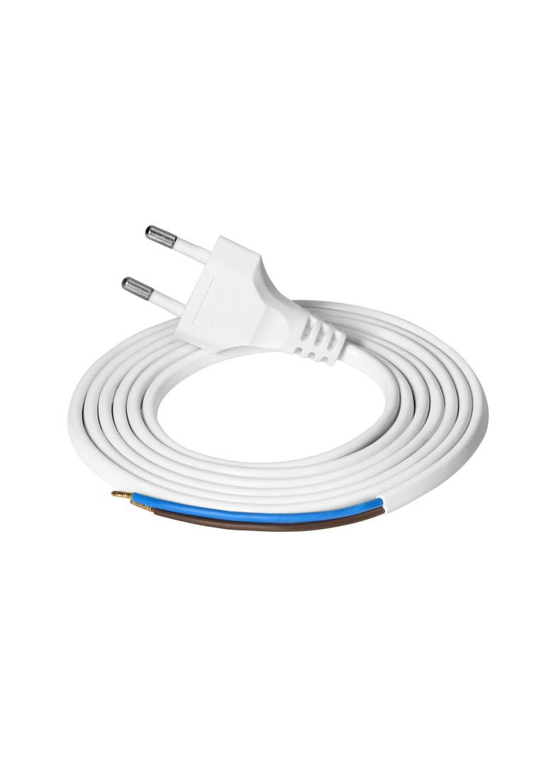 Przewód przyłączeniowy wtyczka EURO 2P 2x0,75mm2 IP20 1,9m biały ORNO