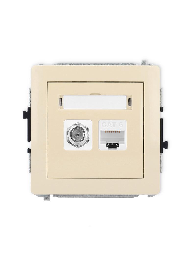 DECO Mechanizm gniazda antenowego poj. typu F (SAT) + gniazda komp. poj. 1xRJ45, kat. 6, 8-stykowy b