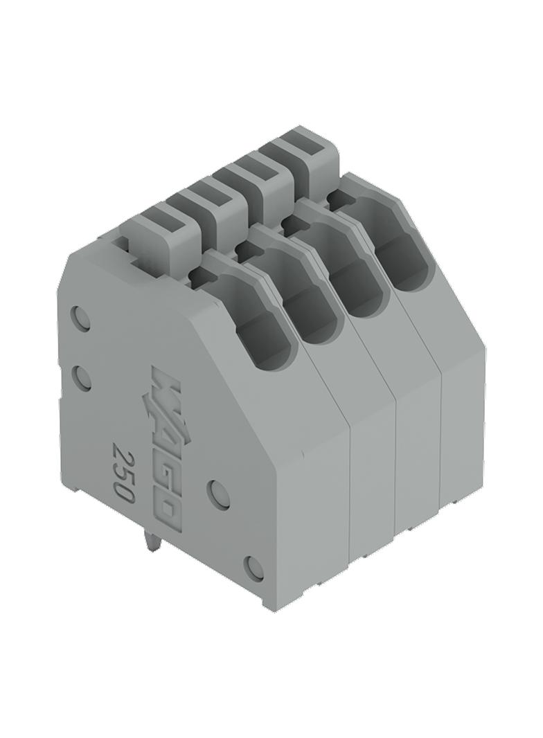 Złączka do płytek drukowanych przycisk 0,5mm2 RM 2,5mm 4-bieg szara /100szt./ 250-404 WAGO