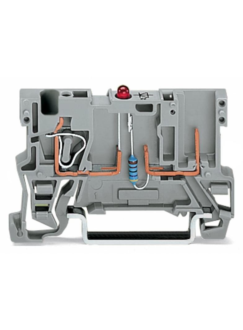 X-COM złączka bazowa 1-przewodowa/1-pinowa z LED szara