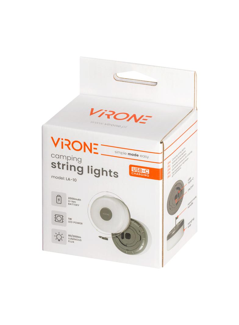 Lampka kempingowa z girlandą, 80/200lm, 2000mAh, 3000K, 8m