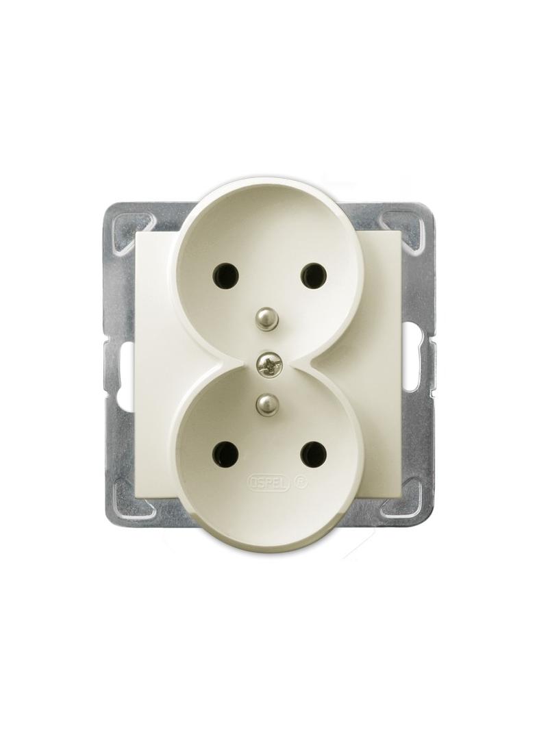 IMPRESJA Gniazdo podwójne z uziemieniem moduł bez ramki - kolor ecru GP-2YRZ/m/27