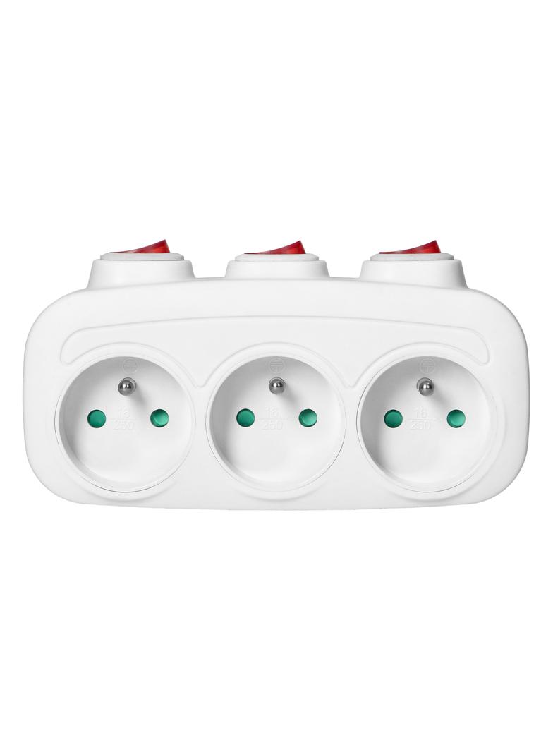 Rozgałęźnik 3x2P+Z z 3 włącznikami ES-3 ORNO