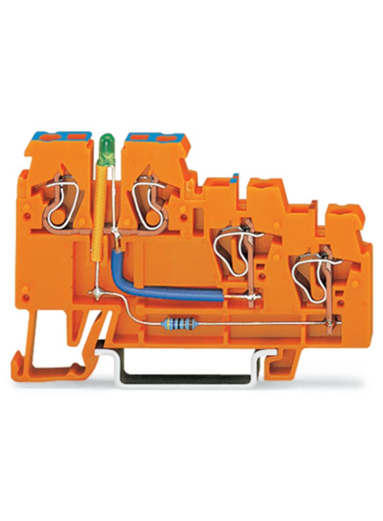 3-przewodowa złączka do czujników zasilająca z LED pomarańczowa