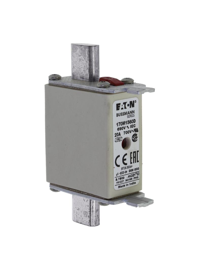 FUSE 20A 690V gR DIN 000 HSDNH Wkładka szybka 20A 690V gR DIN 000 podwójny wskaźnik 170M1560D EATON