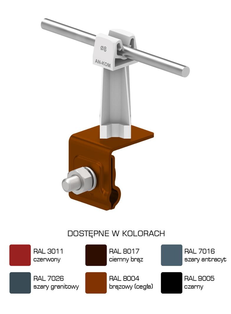 Uchwyt na blachę, na felc ze sł.plast./LA/ słupek szary