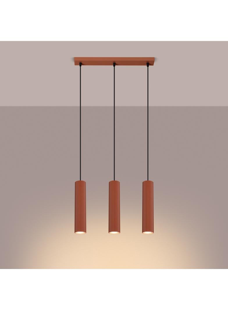 Sollux Lampa wisząca KARBON 3L ochra czerwona SL.1632