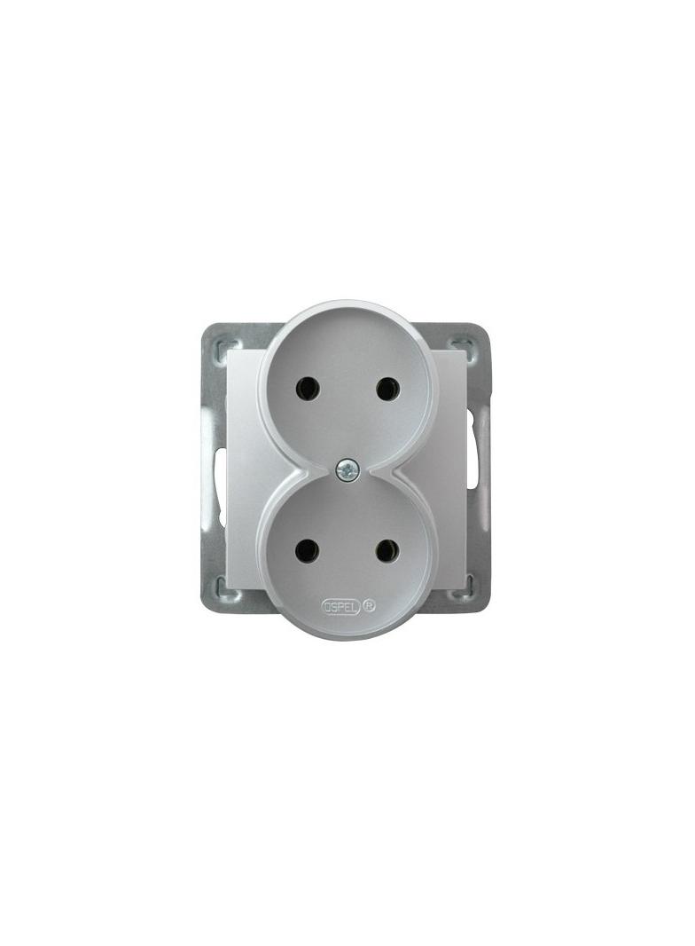 IMPRESJA Gniazdo podwójne moduł bez ramki - kolor srebro