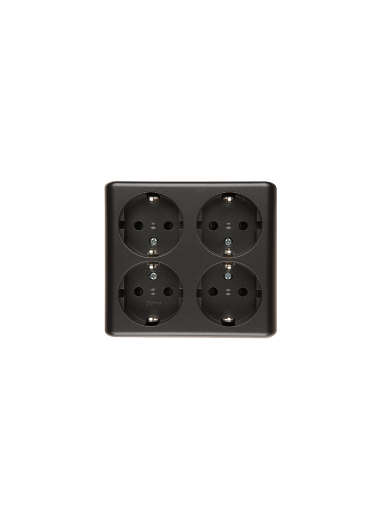 Simon 54 Gniazdo poczwórne Schuko n/t z przesłonami wersja skandynawska 16A szybkozłączka antracyt