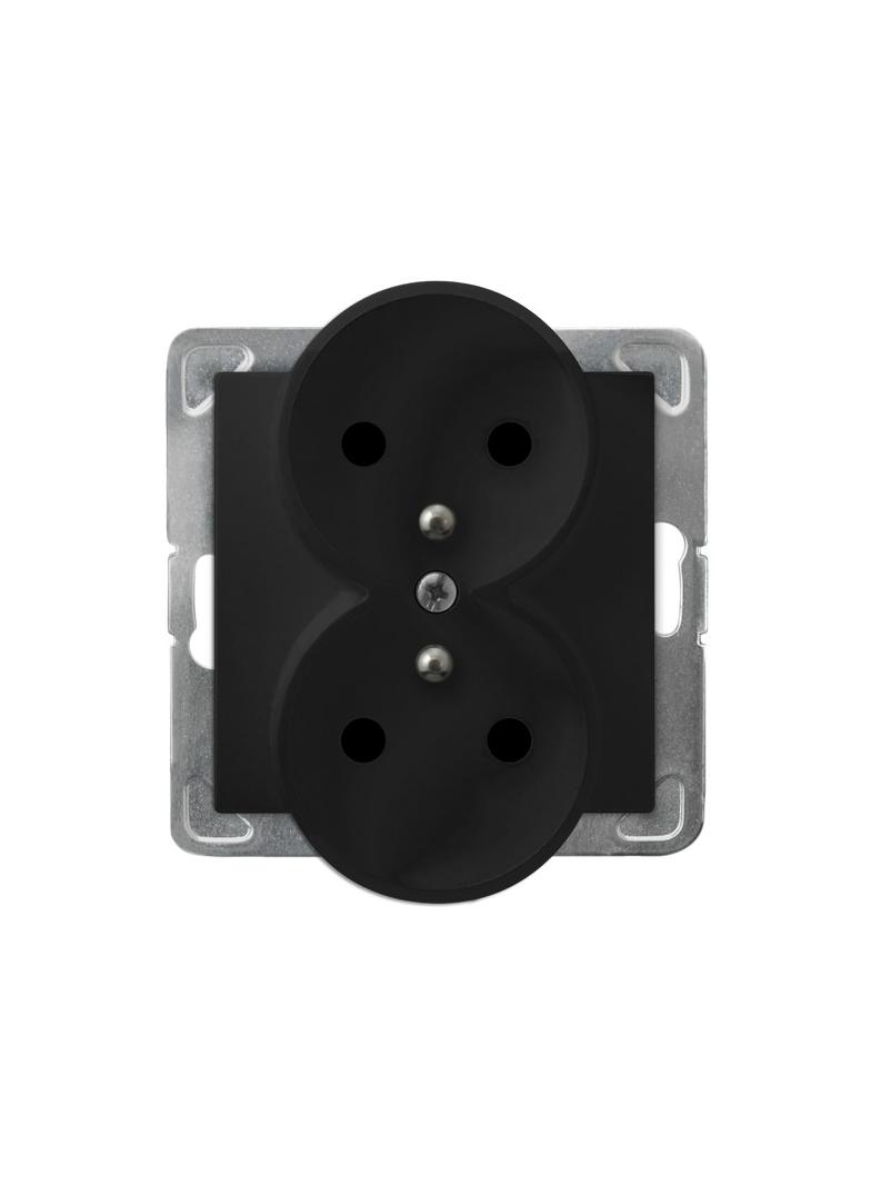 IMPRESJA Gniazdo podwójne z uziemieniem moduł bez ramki - kolor czarny metalik GP-2YRAZ/m/33