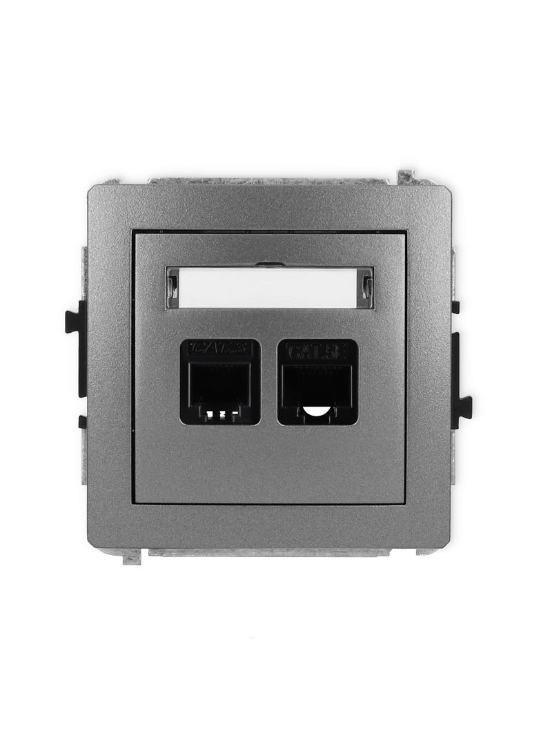 DECO Mechanizm gniazda telefonicznego pojedynczego 1xRJ11 + komputerowego pojedynczego 1xRJ45, kat.