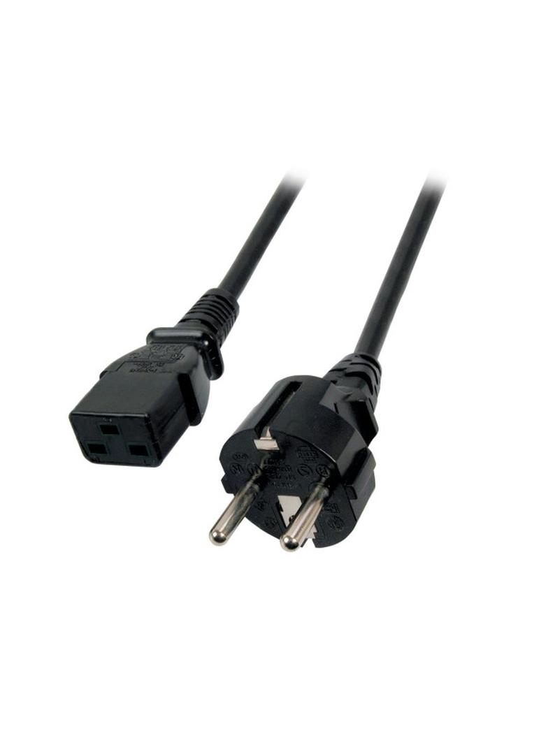 Kabel zasilający Schuko 180° - C19 180° 3m czarny
