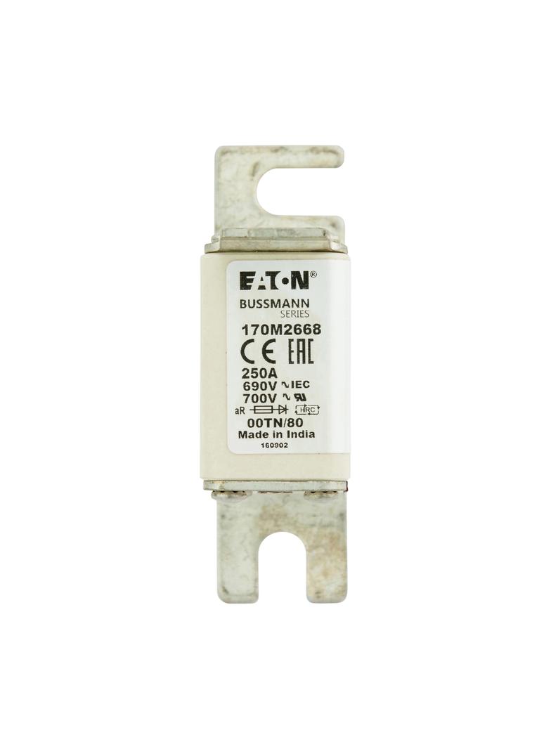 250A 690V aR 00TN/80 TYPE T IND. FUSE Wkładka szybka 250A AC 690V DIN 00 aR DIN IEC nieizol 170M2668