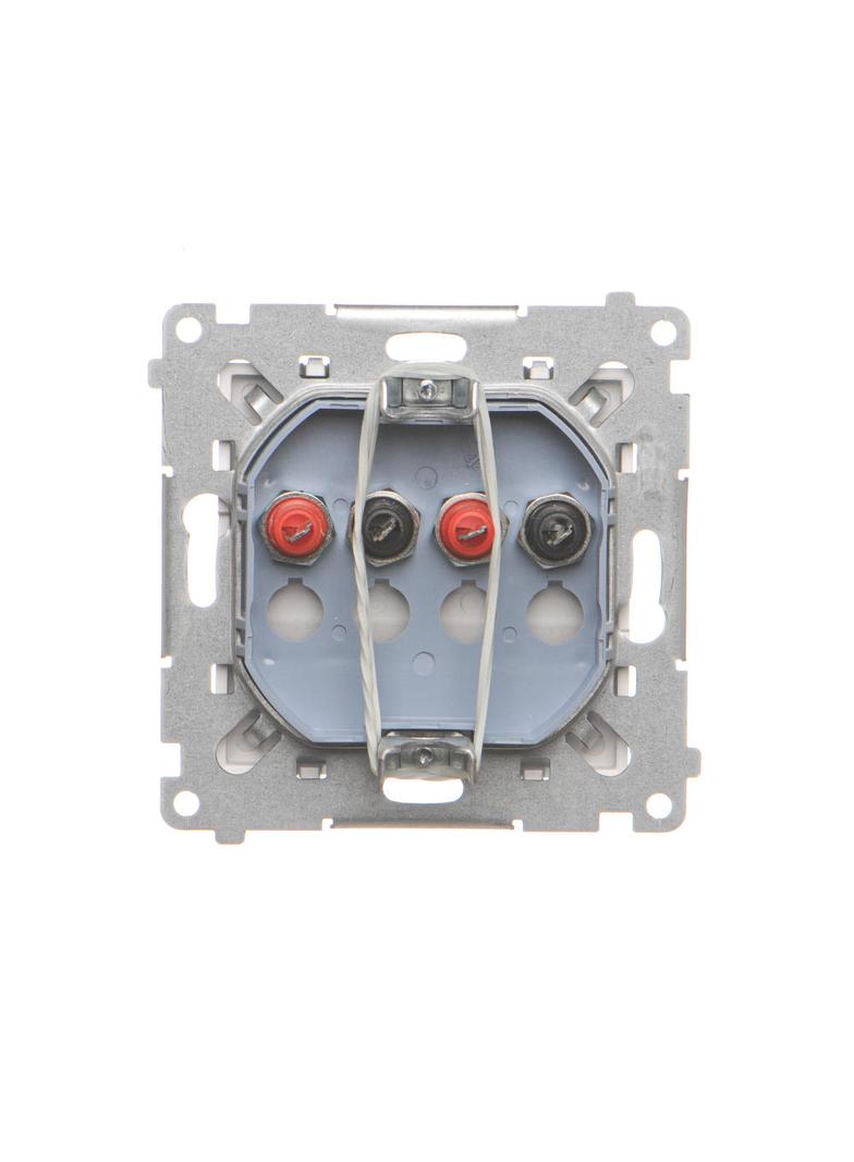 Simon 55 Gniazdo głośnikowe podwójne 2-krotne Przekrój przewodów dla wejścia i wyjścia 2,5 mm2 Aluminium mat TGL2.01/143 KONTAKT