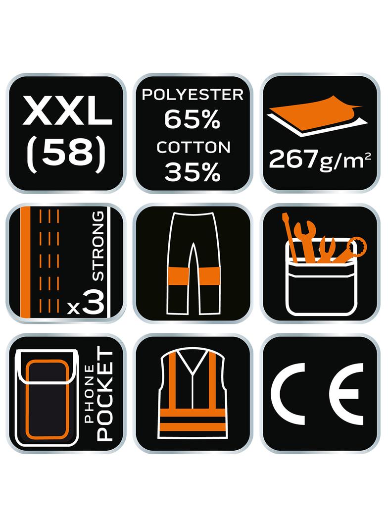 Spodnie robocze na szelkach, rozmiar XXL/58