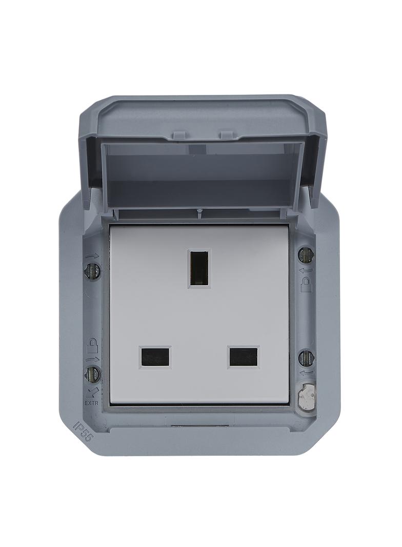 NOWE PLEXO - GN. STD. BRYTYJSKI 2P +Z ZACISKI ŚRUB MECHANIZM 13A-250V SZARE 069585L LEGRAND