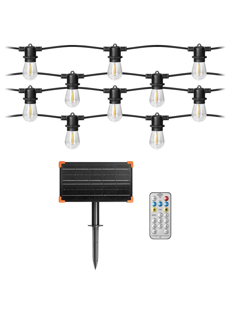 Solarna girlanda oświetleniowa - 1 sznur 20 m (20 opraw) + 20 żarówek LED 0,1W E27, 3000K + 1 żarówk