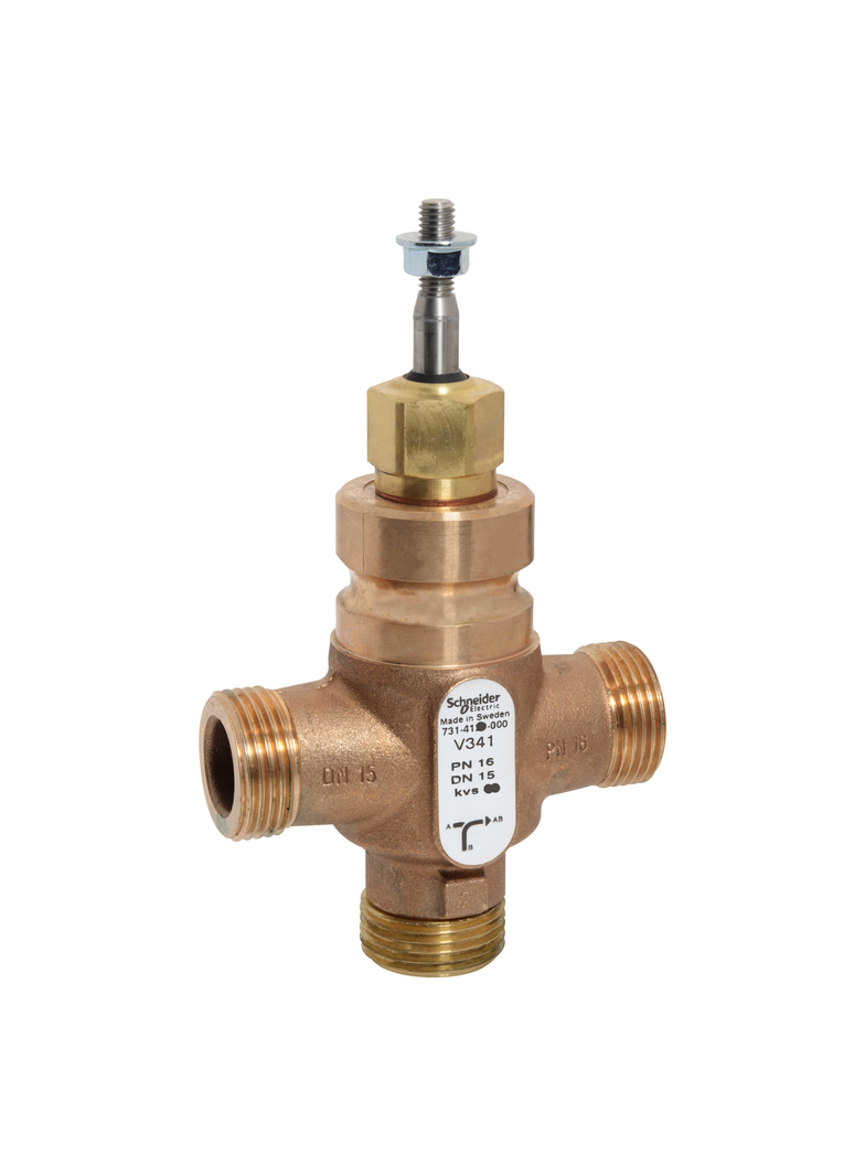 V341, zawór regulacyjny, 3-drogowy, DN15, kvs 2,5, przyłącze 1, gwint zewnętrzny, medium -20…150°C,