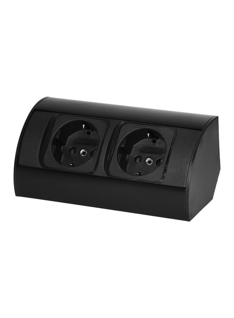 Gniazdo meblowe bez wyłącznika, 2x2P+Z (Schuko), czarne OR-AE-1303(GS)/B ORNO