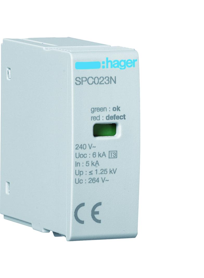 SPD Moduł T3 MOV 2P sieć TN-S In=5kA Uc=264V Uoc=6kV Up=1,25kV SPC023N HAGER