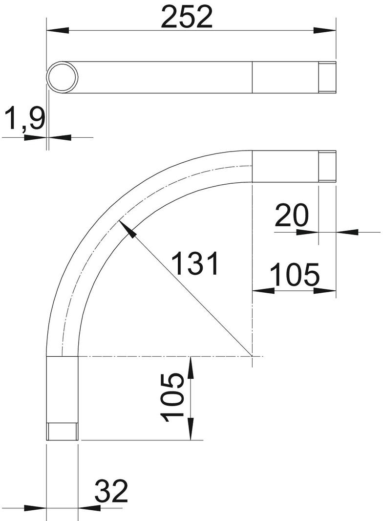 SBM32 W ALU, Kolanko rurowe alu