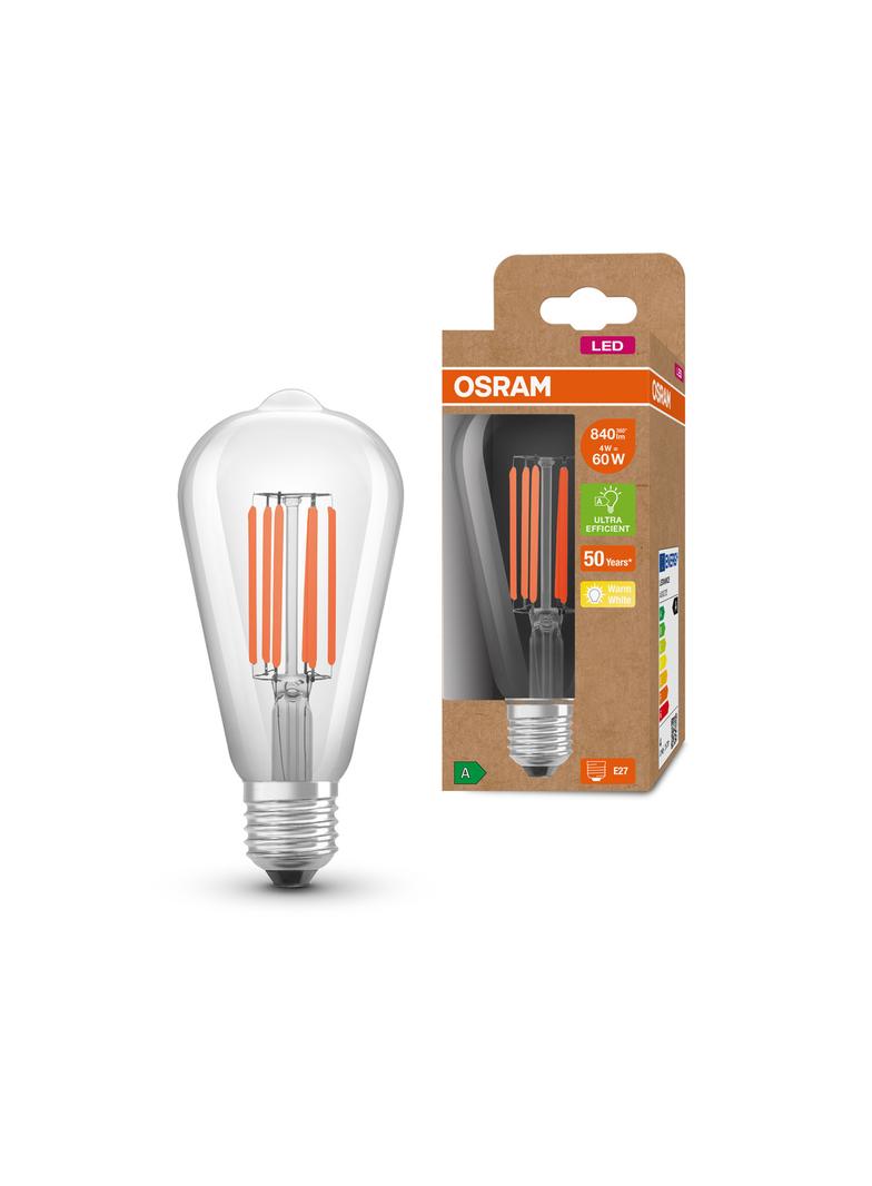 Lampa LED, klasyczny kształt bańki Edison 4W 830 230V szkło przezroczyste E27