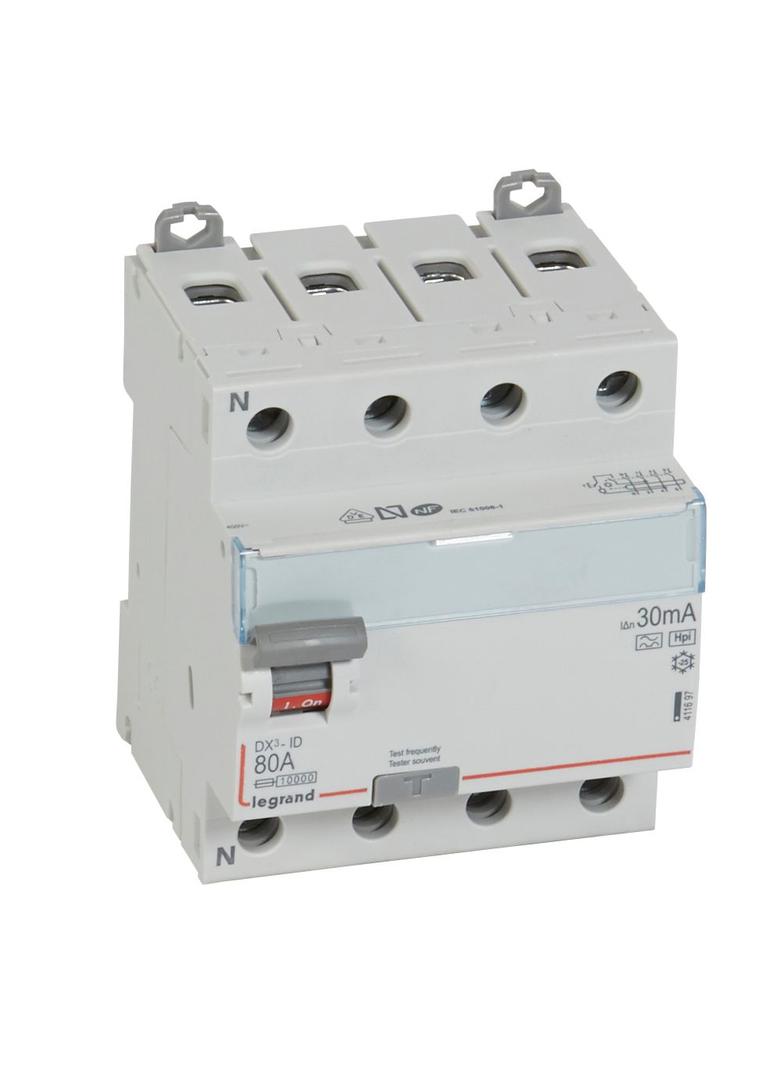 WYŁĄCZNIK RÓŻNICOWOPRĄDOWY P 304 4P 80A 30MA TYP F (HPI) SERII DX3, Legrand