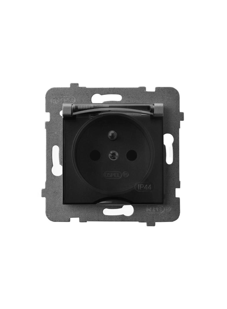 ARIA Gniazdo bryzgoszczelne z uziemieniem IP-44 wieczko przezroczyste - kolor szary mat