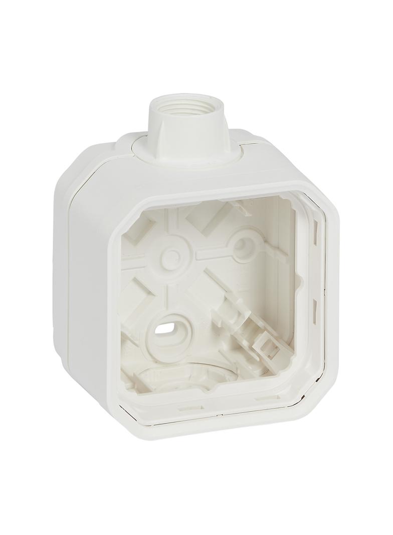 NOWE PLEXO - PUSZKA NATYNKOWA POJEDYNCZA Z PRZEPUSTEM KABLOWYM PG20 BIAŁA
